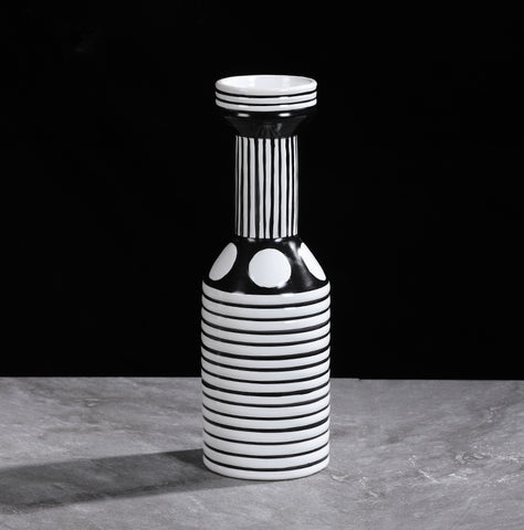 Black And White Striped Ceramic Vase